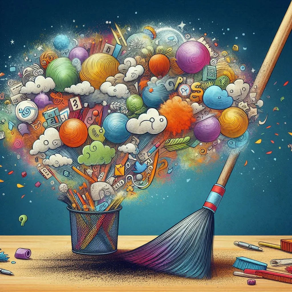a broom sweeping away old thoughts